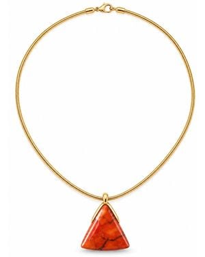 Saéa Carnelian Pendant Necklace On A-Filled Snake Chain - Brown