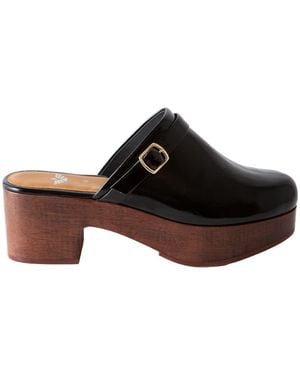Fortress Abby Platform Clog Crinkle Patent - Brown