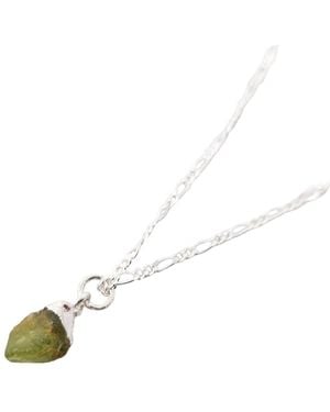 Harfi Raw Peridot Sterling August Birthstone Necklace - White