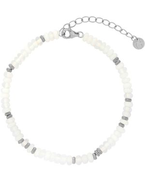 Gold Trip Moonstone Spacer Beaded Bracelet - White
