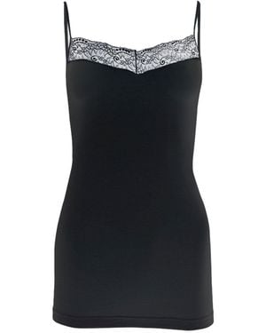 Zd - Zero Defects Afrodita Lace Spaghetti Top V-Neck – Silky Softness & Breathability - Black