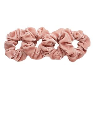 Soft Strokes Silk Silk Velvet Handmade French Scrunchie Set Of Four - Pink