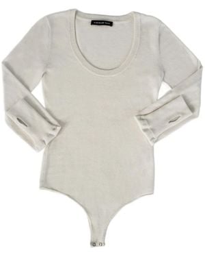 Circular Path Neutrals U Neck Long Sleeve Bodysuit - White