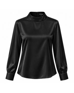 Smart and Joy High-Necked Blouse With Long Sleeves - Black