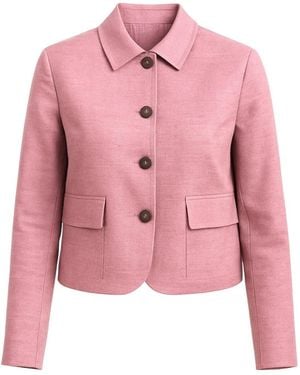 Stovaria Handwoven Merino Wool Cropped Jacket - Pink