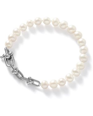 Pearls of the Orient Online Gratia Cultured Freshwater Pearl Bracelet With Chunky Fill Chain Feature - Metallic