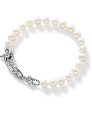 Pearls of the Orient Online Gratia Cultured Freshwater Pearl Bracelet With Chunky Fill Chain Feature - Metallic