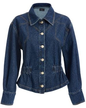 2Be4A Waist Drawstring Denim Jacket - Blue