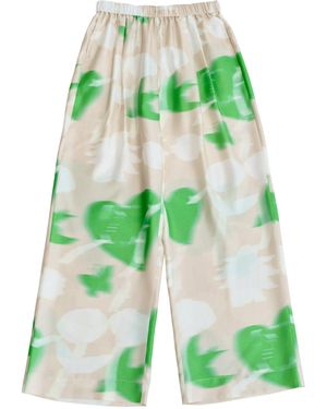 Lost Pattern Frida's Dream Wide-Leg Silk Trousers - Green