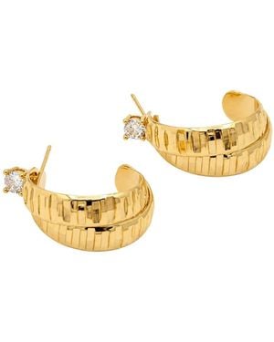 Uchi and Soto Kin Stone Sculptural Hoop Earrings - Metallic
