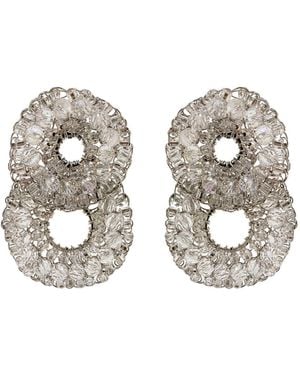Lavish by Tricia Milaneze Neutrals Clear & Gush Small Handmade Crochet Earrings - Metallic