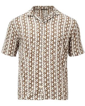 Vayla Vintage Style Button Down Flat-Knit Shirt - White
