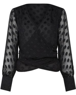 Rose & Nancy Ivy Spot Wrap Blouse - Black