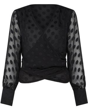 Rose & Nancy Ivy Spot Wrap Blouse - Black