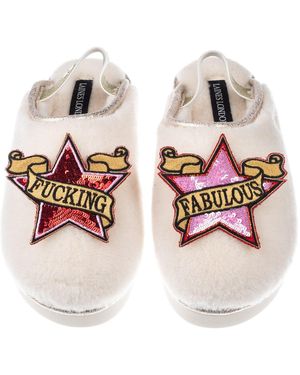 Laines London Neutrals Flatform Cloud Slippers With & Fucking Fabulous Brooches - Pink