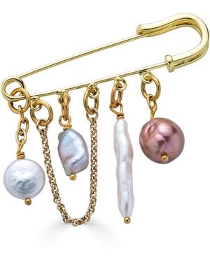 Loni Paul Jewelry Colourful Pearl Brooch - Metallic