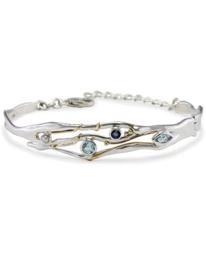 Isla Silver Topaz, Iolite & Freshwater Pearl Sterling Adjustable Bracelet - Metallic
