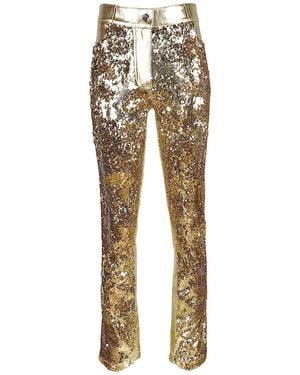 Lalipop Design Double-Sided Sequined & Metallic Cotton Blend Pants