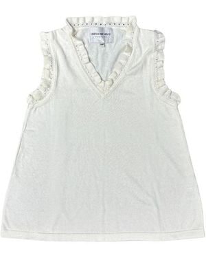 Lindsay Nicholas New York Frill V-Neck Shell - White