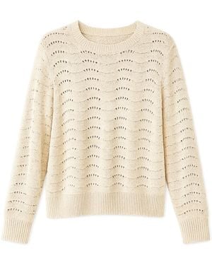 Yumi' Neutrals Wave Metallic Thread Relaxed Jumper - Natural
