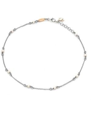 Unaloe Sterling Pearl Choker Necklace – Dainty Natural Pearl Necklace For Minimal Bridal Jewellery Gift - Metallic