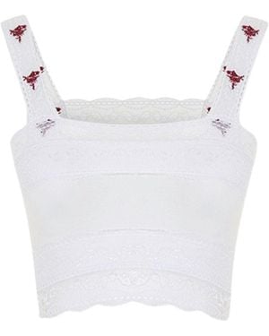 Pcfg The Broderie Anglaise Edit Lace-Panel Bra - White