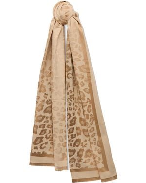 James Lakeland Neutrals Leopard Scarf - White
