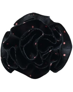 2KStyle Gardenia Satin Effect Polka-Dot Brooch - Black
