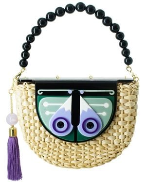 Gissa Bicalho Handmade Acrylic Bag Haf Moon Butterfly - Black