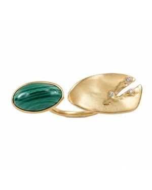 Rare Matters Jewelry Smooth Oval Malachite Statement Ring - Green