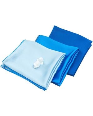 Soft Strokes Silk Pure Silk Scarf Glacier Solid Colour Collection Set Of Three Large - Blue