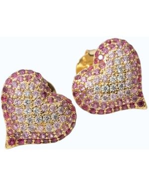 Native Gem Queen Of Heart Stud Earrings - Pink