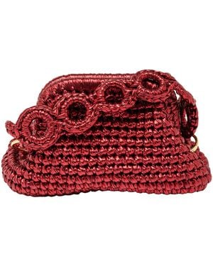 Sibylla Delphica Mini Metallic Crochet Clutch Bag - Red