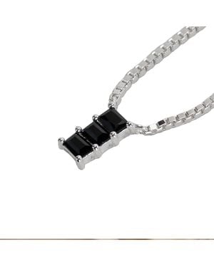 NASI SILVER Baguette Nahar Necklace- Onyx - Black