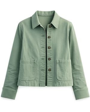 Yumi' Canvas Jacket With Patch Pockets - Green