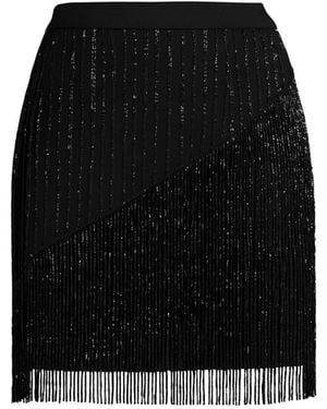 Rose & Nancy Elsa Fringe Beaded Mini Skirt - Black