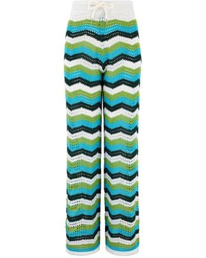 Shooni Suki Crochet Wide Leg Trouser - Green