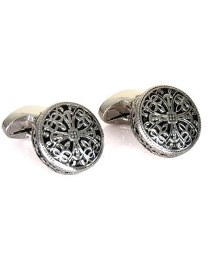 DAVID WEJ Knighthood Round Cufflinks - Metallic