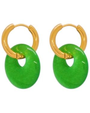 VALERIE CHIC Jade Hoop Earrings 18K - Green