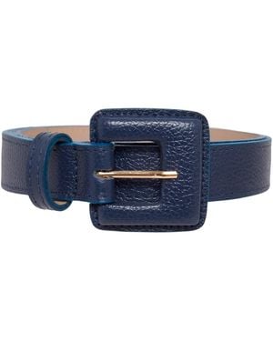 BeltBe Mini Square Narrow Leather Belt - Blue