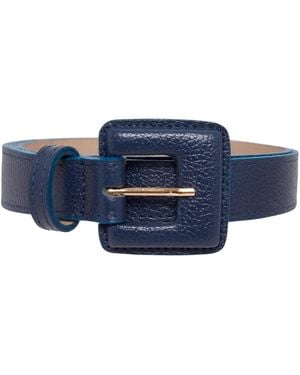 BeltBe Mini Square Narrow Leather Belt - Blue