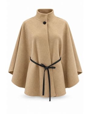 James Lakeland Camel Belted Wrap Cape - Natural