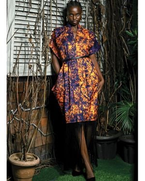 Chuks Collins Ajah Kimono-Inspired Oversized Batik Maxi Dress - Multicolour