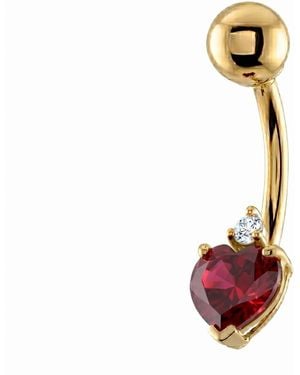 Zahav Jewelry 10K Solid Heart Shaped Cz Belly Ring - Metallic