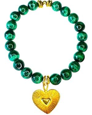 Lexi Jewelry Heart & Malachite Elastic Bracelet - Green