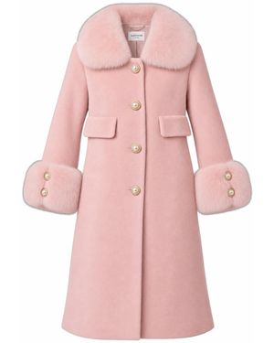 Santinni Hayworth Wool & Faux Fur Coat - Pink