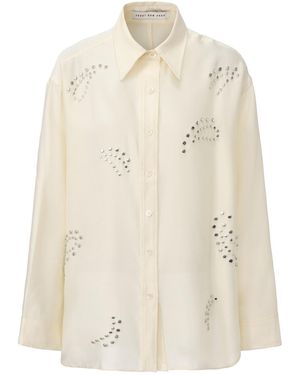 FRONT ROW SHOP Neutrals Stud-Embellished Shirt Vanilla - Natural