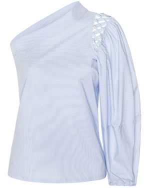 LAHIVE Savanah One Shoulder Statement Sleeve Top - Blue