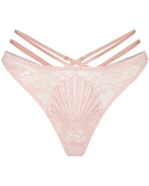 Empress Mimi Venus Lace Ouvert Panty With Shell Detail - Pink