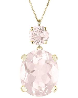 Augustine Jewels Vermeil Rose Quartz Drop Necklace - Pink